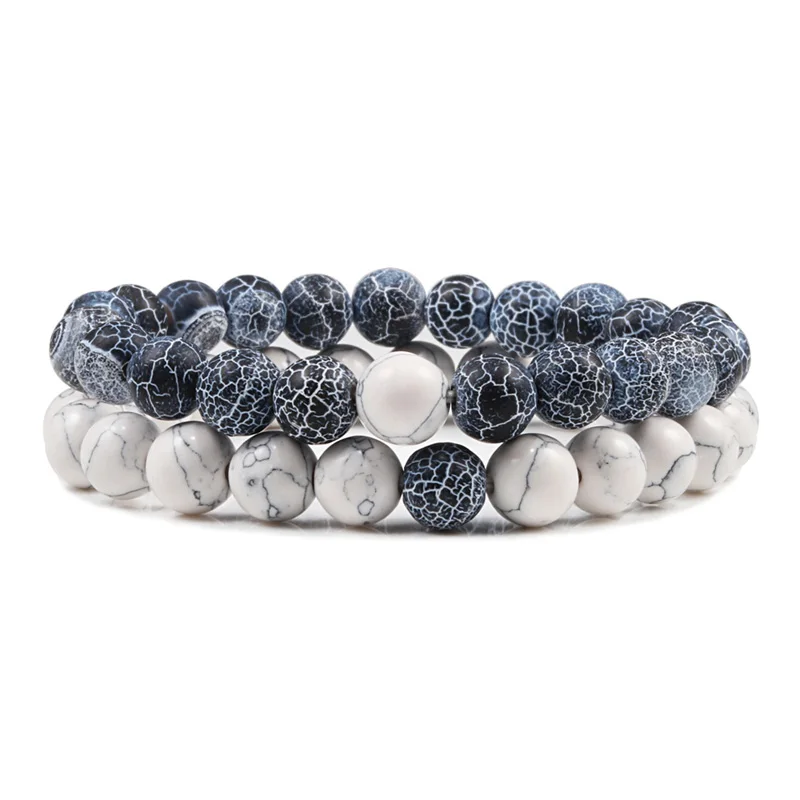 Bracelet couple en pierres naturelles blanches 8mm