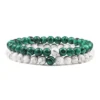 Bracelet en pierres naturelles pour couple 6mm malachite blanche