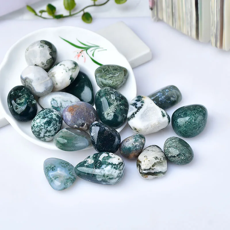 Pierres polies en agate mousse naturelle - 100g (20-40mm) – Image 3