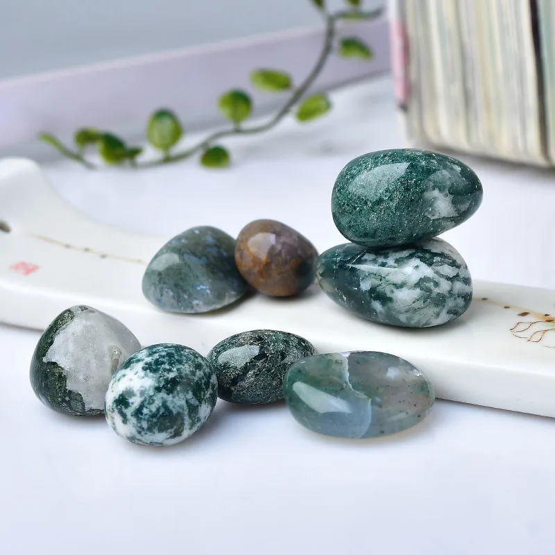 Pierres polies en agate mousse naturelle - 100g (20-40mm) – Image 2